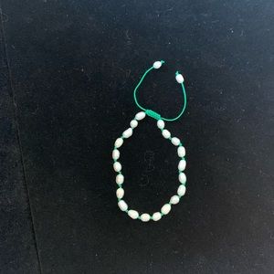 Revolve Shashi Genuine Freshwater Pearl Beaded
Bracelet, GREEN Cord, NWT